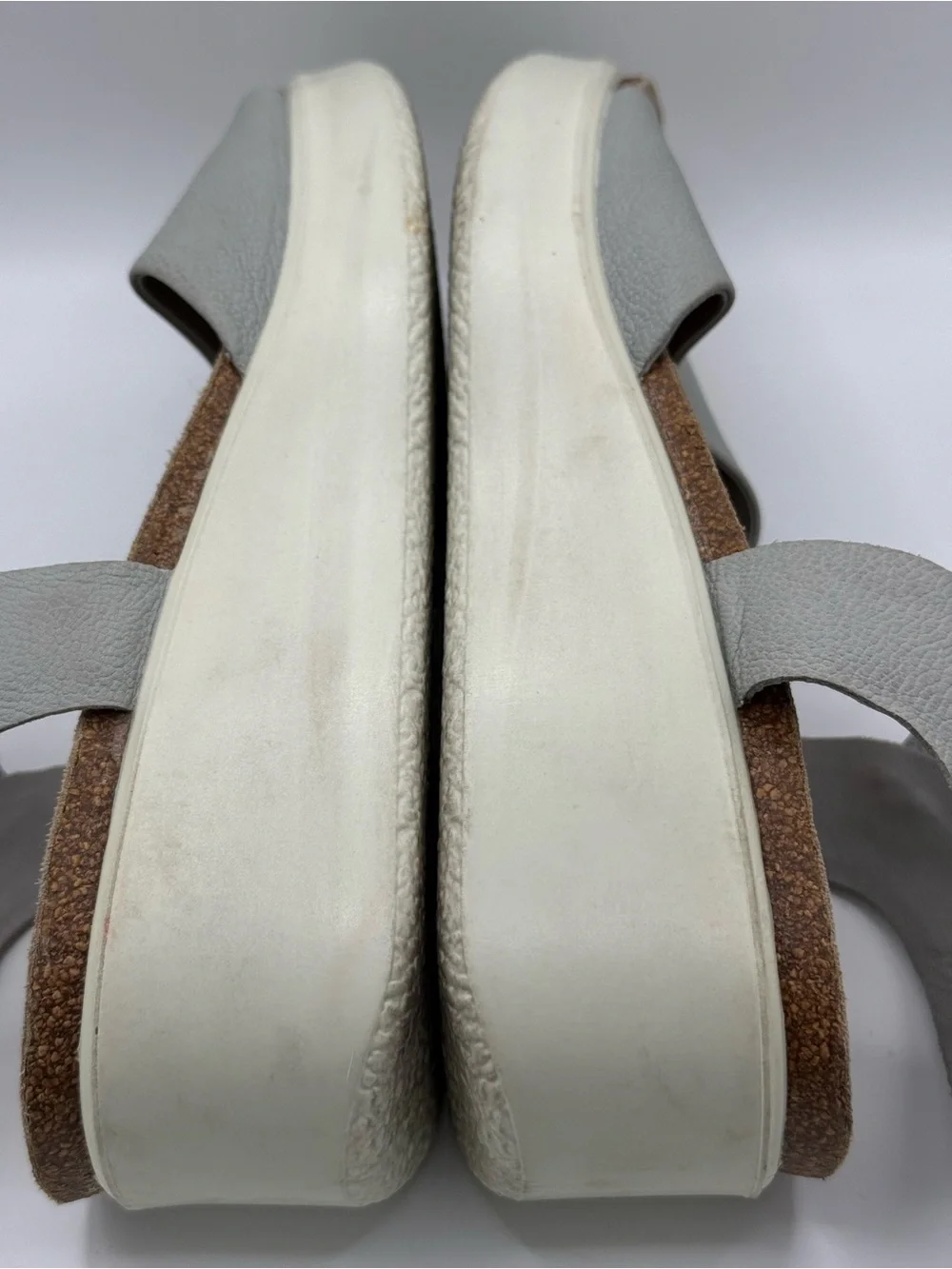 ECCO Flowt Women's Grey Leather Cork-Heeled Wedge Sandal Size 40 EU/9 US Comfort